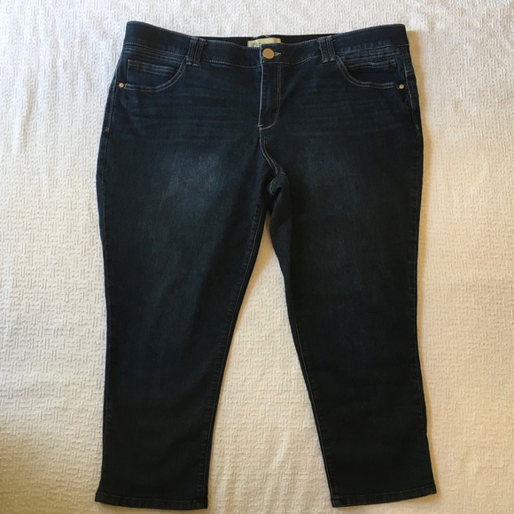 Democracy Women's Plus Size 22W Dark Wash Ankle Denim Jeans Ab Technology - Picture 1 of 7